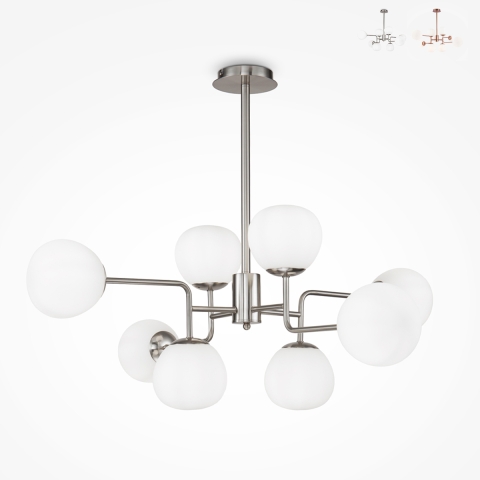 Moderne hanglamp woonkamer met 8 witte glazen bollen Erich Maytoni Verkoop