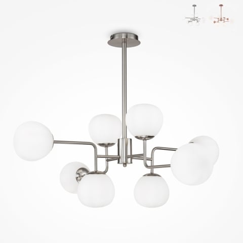 Suspension moderne pour salon 8 sphères en verre blanc Erich Maytoni Vente