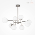 Moderne hanglamp woonkamer met 8 witte glazen bollen Erich Maytoni Verkoop