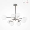 Moderne hanglamp woonkamer met 8 witte glazen bollen Erich Maytoni Verkoop