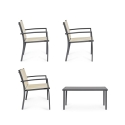 Tuinset 2 stoelen bankje bijzettafel beige Bizzotto Florida Aanbod