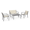 Tuinset 2 stoelen bankje bijzettafel beige Bizzotto Florida Aanbieding