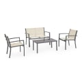 Salon de jardin 2 fauteuils canapé table basse beige Bizzotto Florida Promotion