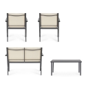 Tuinset 2 stoelen bankje bijzettafel beige Bizzotto Florida Korting