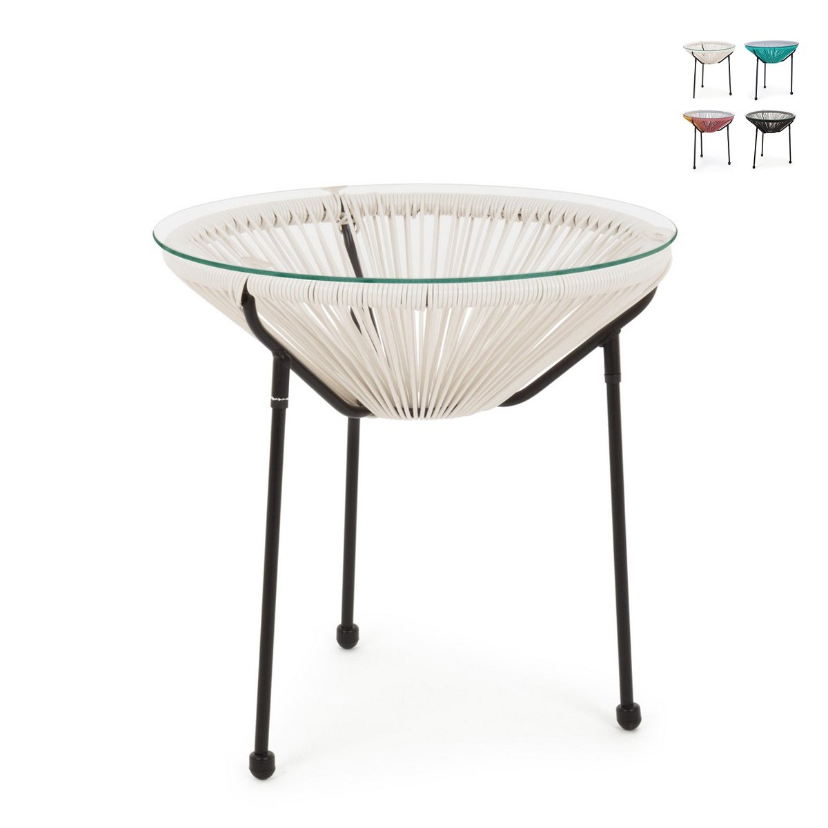 Ronde buitentafel Ø50cm met touwweving Bizzotto Parker Aanbieding Ronde buitentafel Ø50cm met touwweving Bizzotto Parker Aanbieding