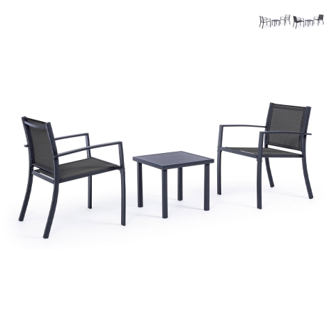 Moderne tuinset 2 stoelen met tafeltje 45x45cm Bizzotto Auri Aanbieding