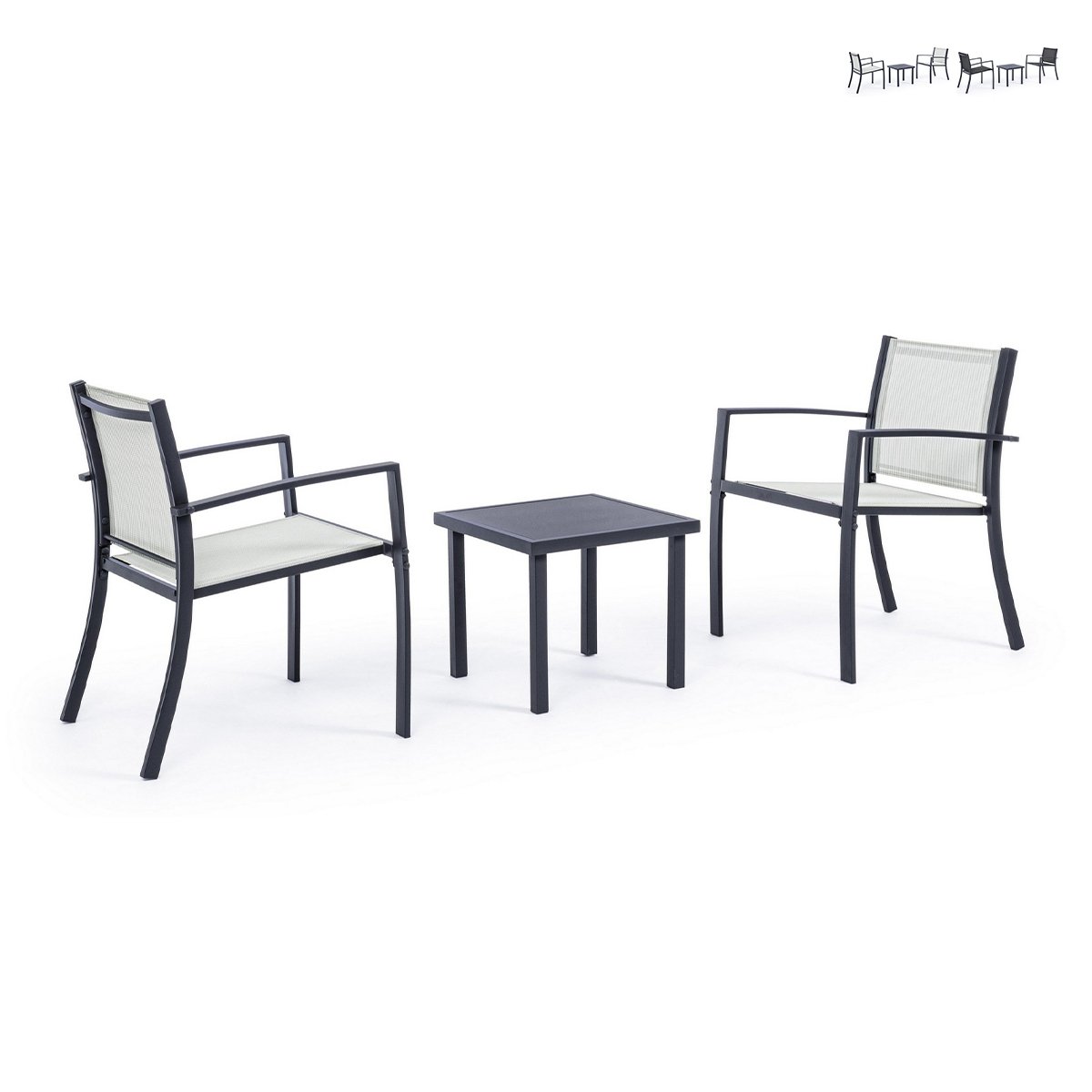 Moderne tuinset 2 stoelen met tafeltje 45x45cm Bizzotto Auri Aanbod