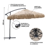 Kiso Plus 3m zweefparasol met rietlook voor de tuin Keuze