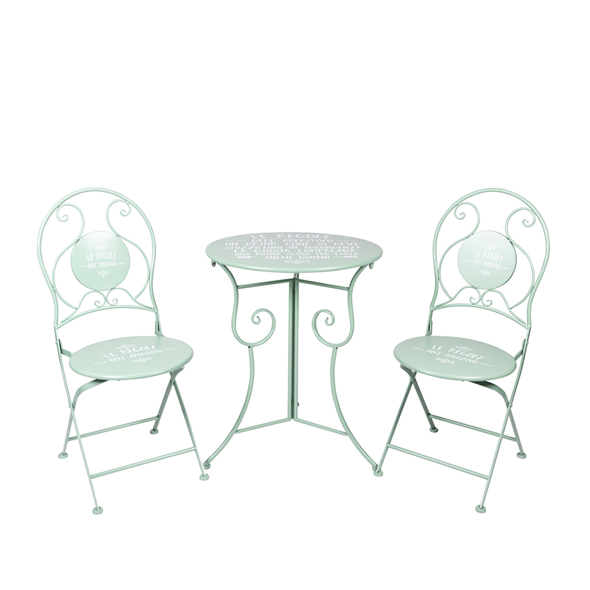 Set van tafel en 2 opvouwbare buitenstoelen groen Le Regole dell'Aperitivo Aanbieding Set van tafel en 2 opvouwbare buitenstoelen groen Le Regole dell'Aperitivo Aanbieding