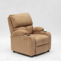 Fauteuil relax inclinable en microfibre velours repose-pieds Laura Remises