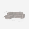 Moderne 3-zitsbank met linker chaise longue in chenille stof Kuvia 