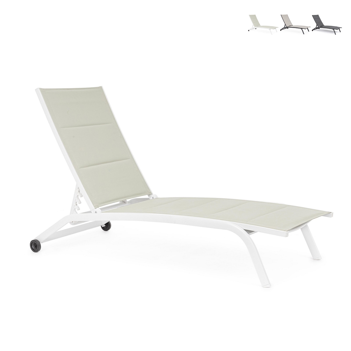 Chaise longue de jardin inclinable avec roues Cleopas Offre