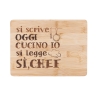 Houten snijplank 27x20 cm met opschrift "Vandaag kook ik, je leest Sì Chef" Aanbieding