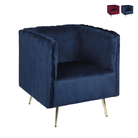 Fauteuil cabriolet en tissu effet velours vintage Ravira Promotion