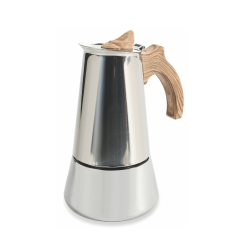 Riko RVS 4-kops koffiezetter met houtlook handvat Aanbieding