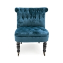 Fauteuil de salon style vintage effet velours avec 2 roulettes Vesta 