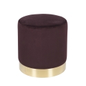 Cilindrische design poef met fluweeleffect en gouden band Ostara Afmetingen