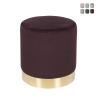 Cilindrische design poef met fluweeleffect en gouden band Ostara Korting