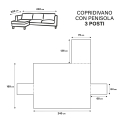 Reversible hoekbankhoes voor 3-zitsbank 240x305 cm Lupra 