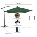 Vrijstaand tuinparasol 3x3m met zijarm Kios Kosten