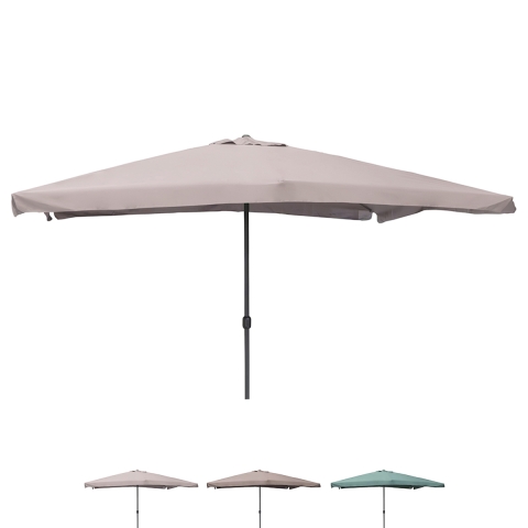 Parasol de jardin 3x4 à mât central ouverture par manivelle Cuba Promotion