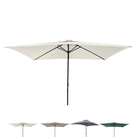 Parasol de jardin 3x2 à mât central avec manivelle Cuba Promotion