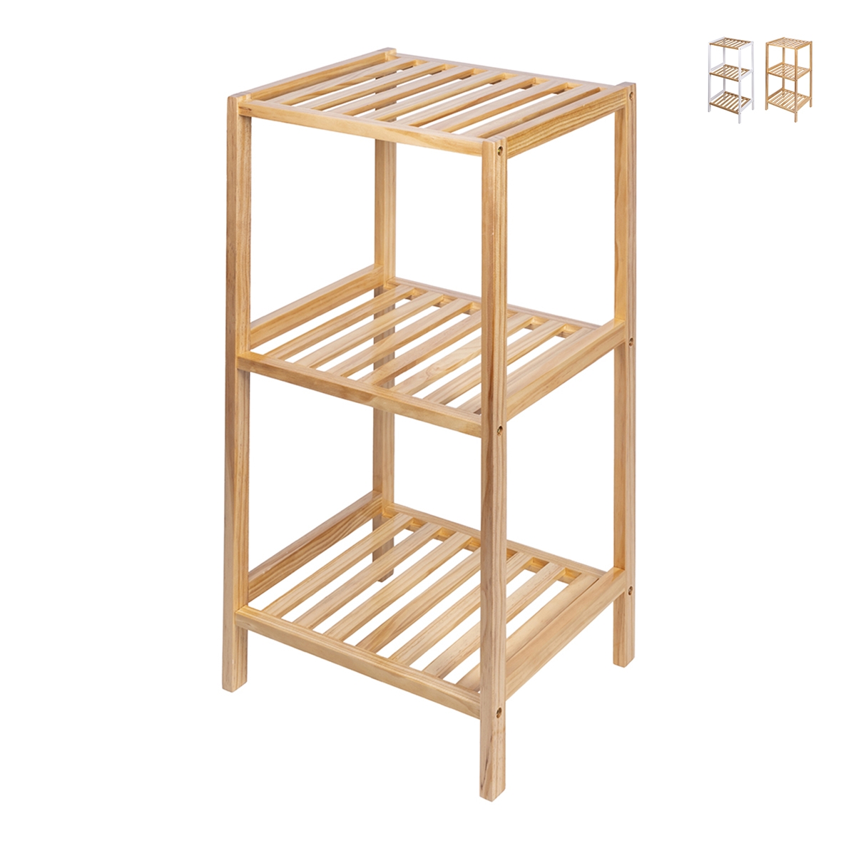 Meuble de salle de bain 3 étagères en bambou et MDF Mivo Promotion Meuble de salle de bain 3 étagères en bambou et MDF Mivo Promotion