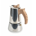 Moka koffiezetter 2 kopjes roestvrij staal houten effect handgreep Riko Aanbieding