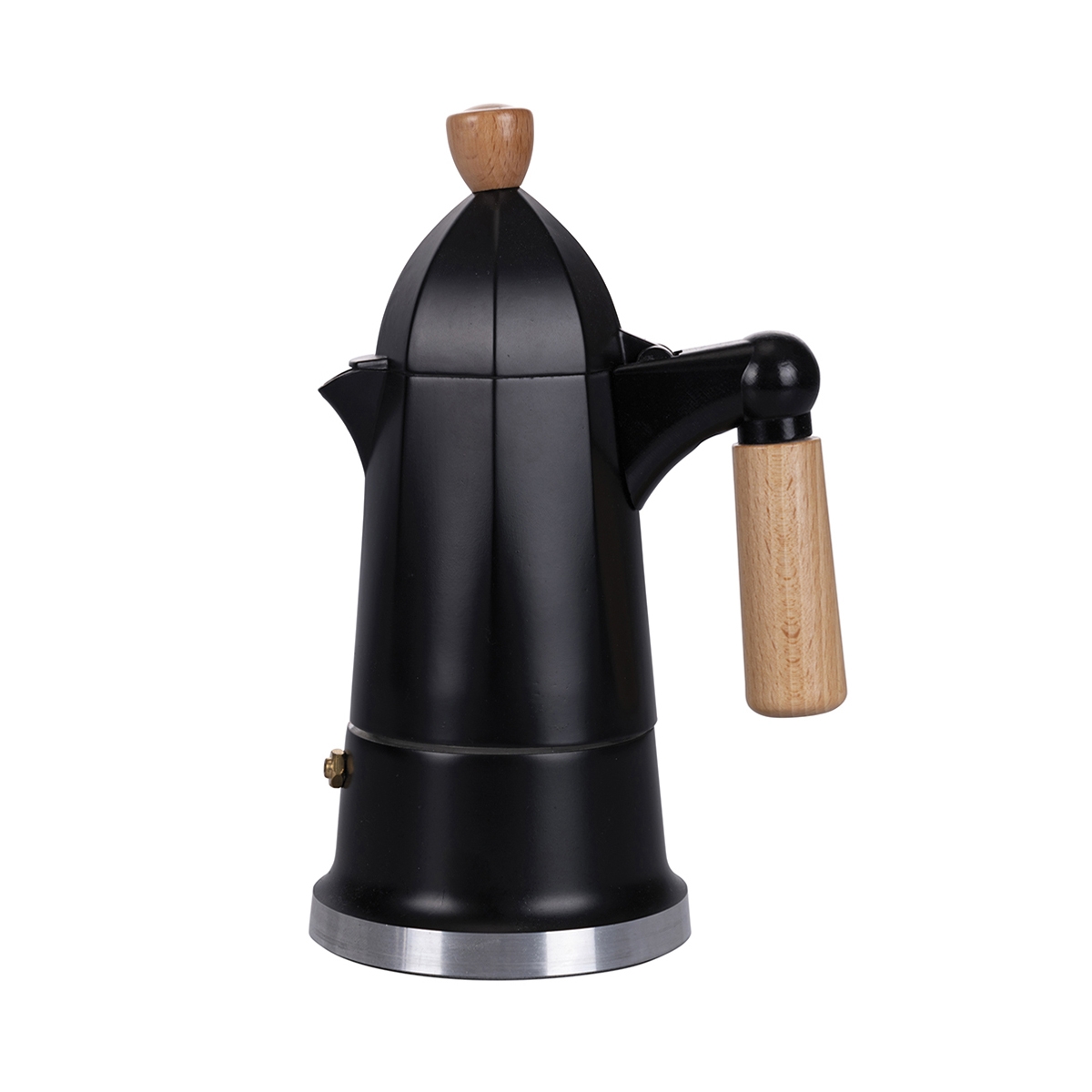 Mokapot 4 kopjes zwart aluminium met houten handvat Industry Aanbieding Mokapot 4 kopjes zwart aluminium met houten handvat Industry Aanbieding