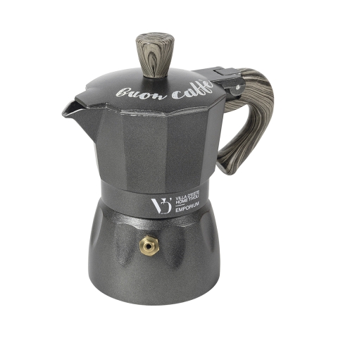 Cafetière moka 3 tasses en aluminium avec poignée effet bois Buon Caffè Promotion