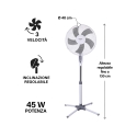 Staande ventilator met 3 snelheden, 5 bladen en verstelbare hoogte ArticFresh Model