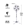 Staande ventilator met 3 snelheden, 5 bladen en verstelbare hoogte ArticFresh Model