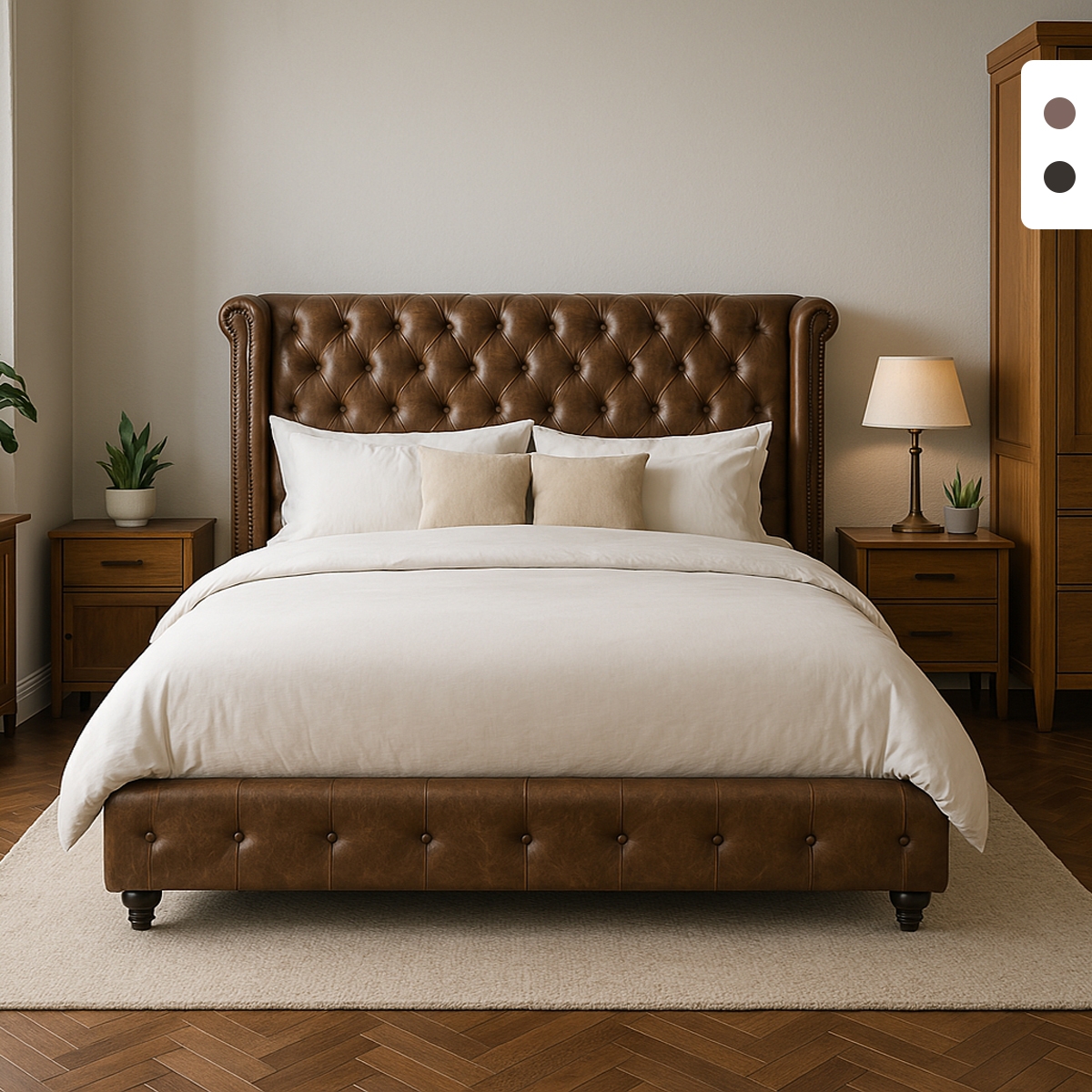 Lit double Chesterfield 160x190 cm en simili cuir Chur Promotion Lit double Chesterfield 160x190 cm en simili cuir Chur Promotion