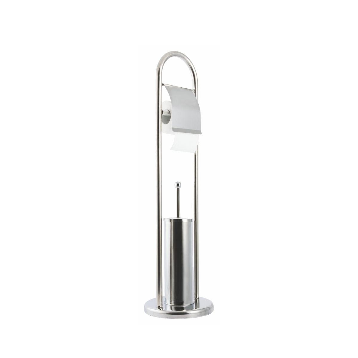 Porte-brosse et porte-rouleau en métal sur pied Avela pour salle de bains Promotion Porte-brosse et porte-rouleau en métal sur pied Avela pour salle de bains Promotion