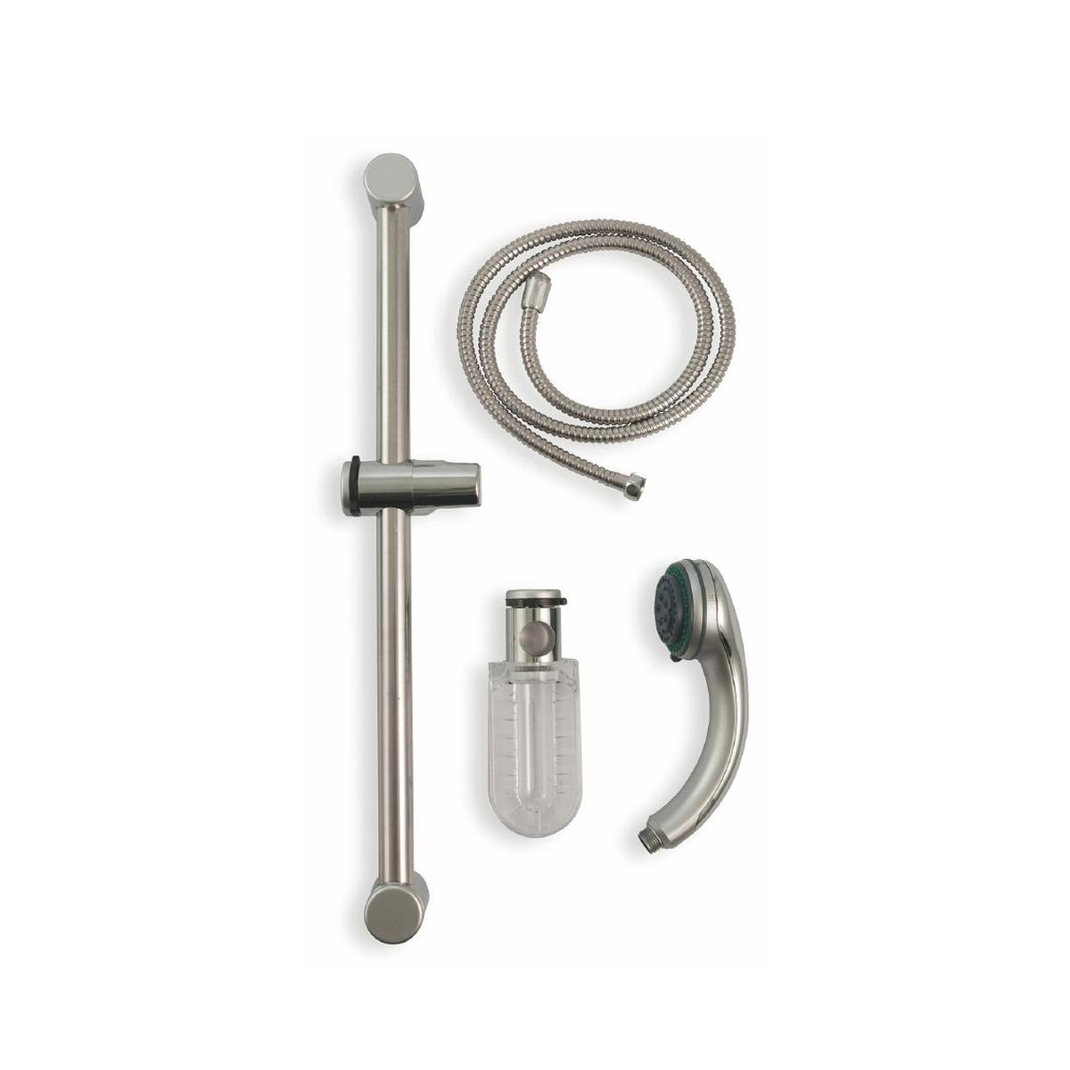 Douche set met handdouche flexibele slang verchroomde schuifstang Sahra Aanbieding Douche set met handdouche flexibele slang verchroomde schuifstang Sahra Aanbieding