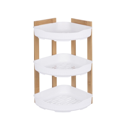 Norea hoekplank voor douche, 3 etages, hout en kunststof Aanbieding
