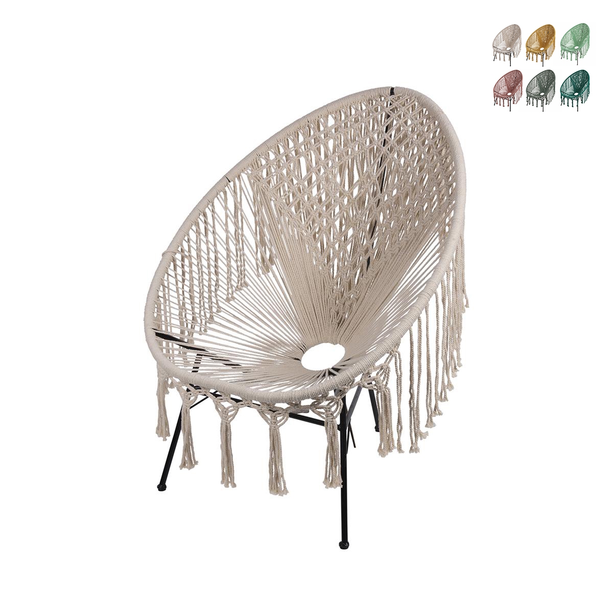 Tuinstoel voor buiten met macramé stof Elika Aanbod Tuinstoel voor buiten met macramé stof Elika Aanbod