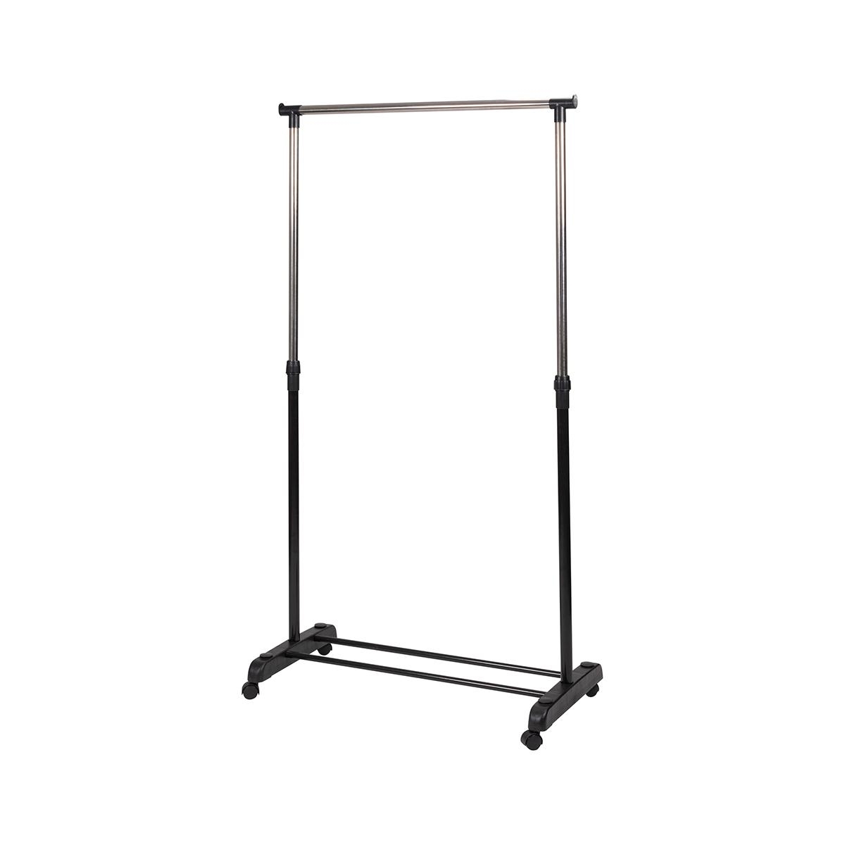 Portemanteau en métal sur roulettes 2 barres porte-chaussures 88x42,5cm Zulea Promotion Portemanteau en métal sur roulettes 2 barres porte-chaussures 88x42,5cm Zulea Promotion