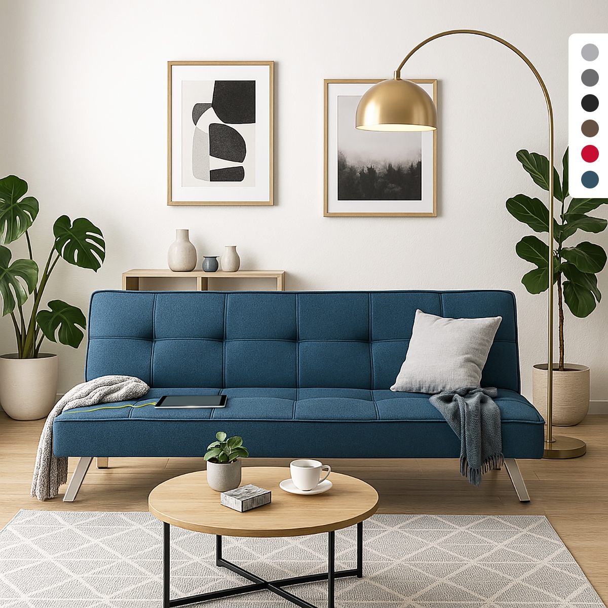 Design slaapbank Astralis van stof met USB-poort en metalen poten Aanbieding Design slaapbank Astralis van stof met USB-poort en metalen poten Aanbieding