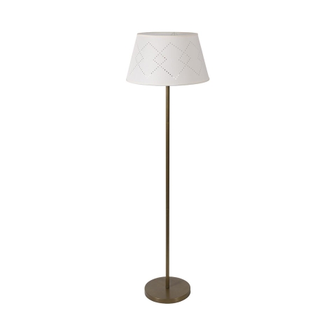 Staande vloerlamp van gesatineerd metaal met witte lampenkap Kirosh Aanbieding