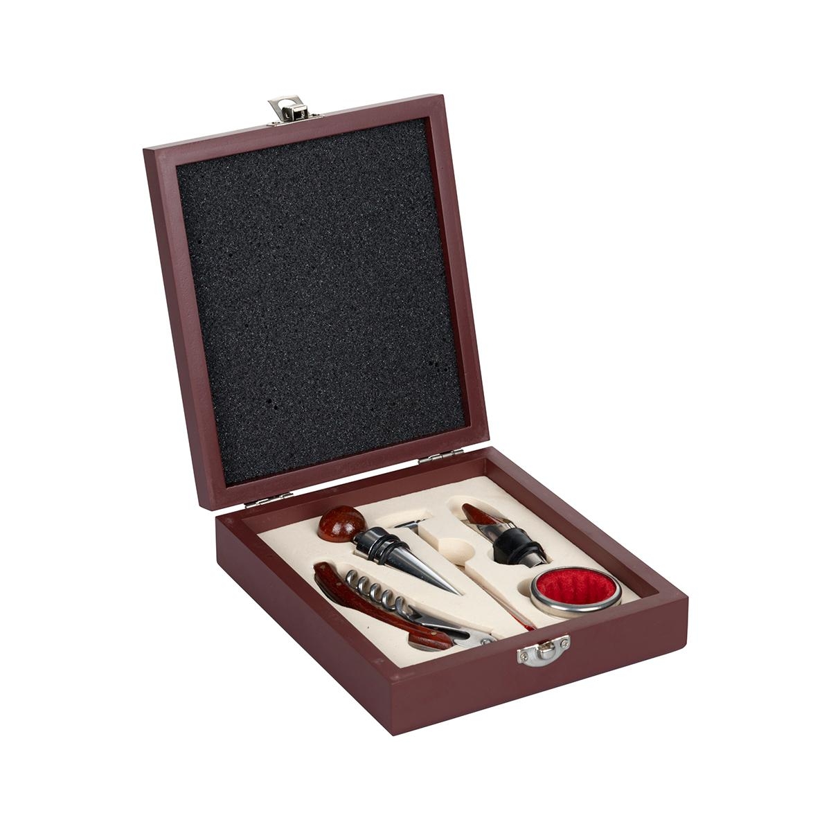 Coffret en bois avec set de 5 accessoires pour vin Cesta Promotion Coffret en bois avec set de 5 accessoires pour vin Cesta Promotion