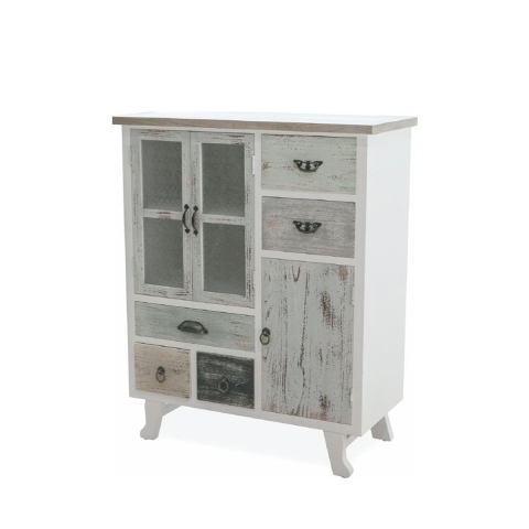 Shabby chic houten kast met 5 lades en 3 deuren Decapé Aanbieding