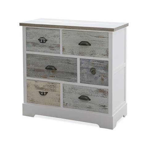 Shabby Chic Houten Ladekast 6 Lades 77x35x77cm Decapé Aanbieding