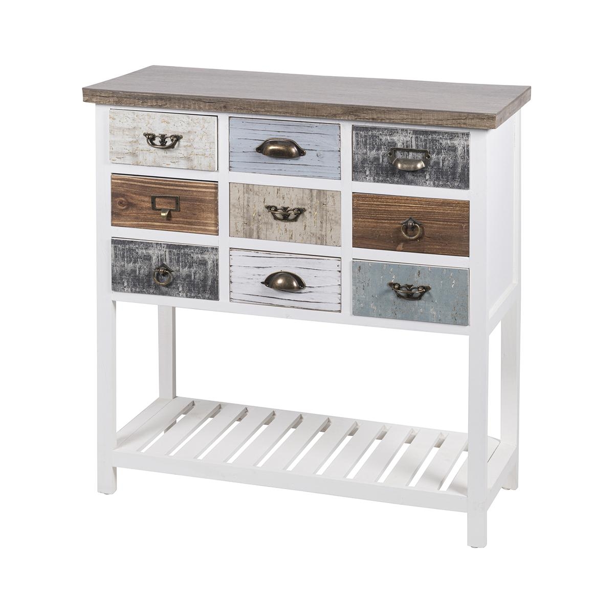 Console en bois shabby chic 9 tiroirs 80x32,5x82 cm Sardinia Promotion Console en bois shabby chic 9 tiroirs 80x32,5x82 cm Sardinia Promotion