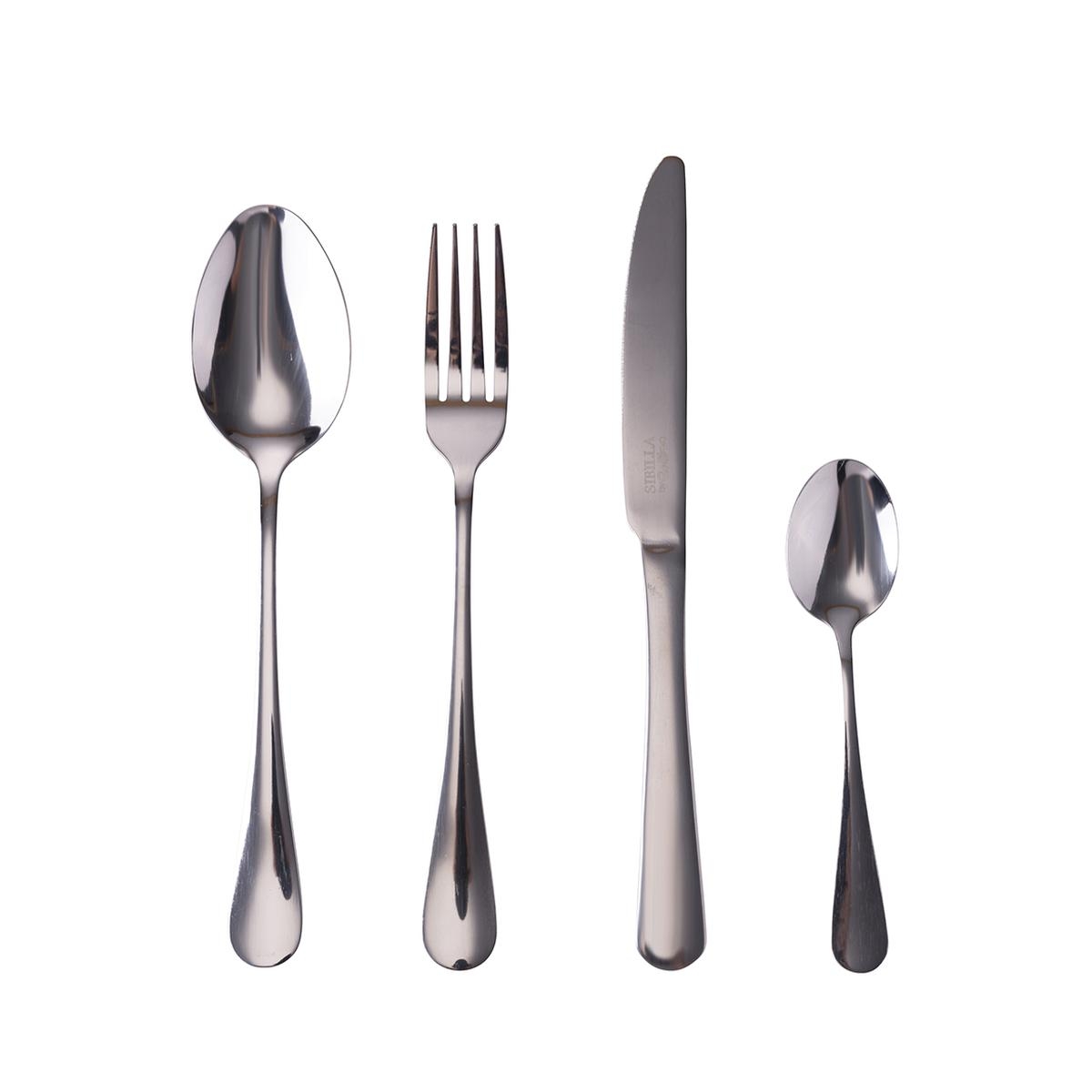 Set van 16/24 glanzende zilverkleurige roestvrijstalen bestek Inglese Aanbieding Set van 16/24 glanzende zilverkleurige roestvrijstalen bestek Inglese Aanbieding
