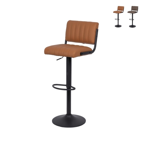 Ensemble de 2 tabourets de bar pivotants en similicuir style industriel Teyama Promotion