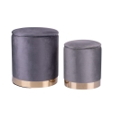 Set van 2 voetenbanken in fluweel-look met gouden basis Ilduma 