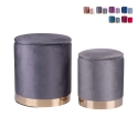 Set van 2 voetenbanken in fluweel-look met gouden basis Ilduma Model
