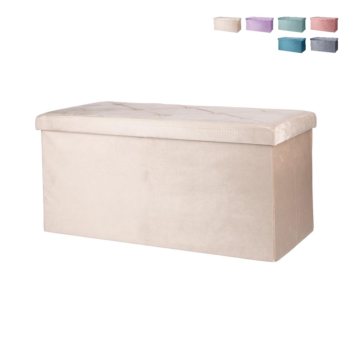 Banc de rangement polyvalent effet velours 76x37,5x38cm Makino Promotion Banc de rangement polyvalent effet velours 76x37,5x38cm Makino Promotion