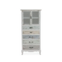 Shabby chic vitrinekast Valencia met 2 glazen deuren en 5 lades Verkoop